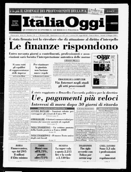 Italia oggi : quotidiano di economia finanza e politica